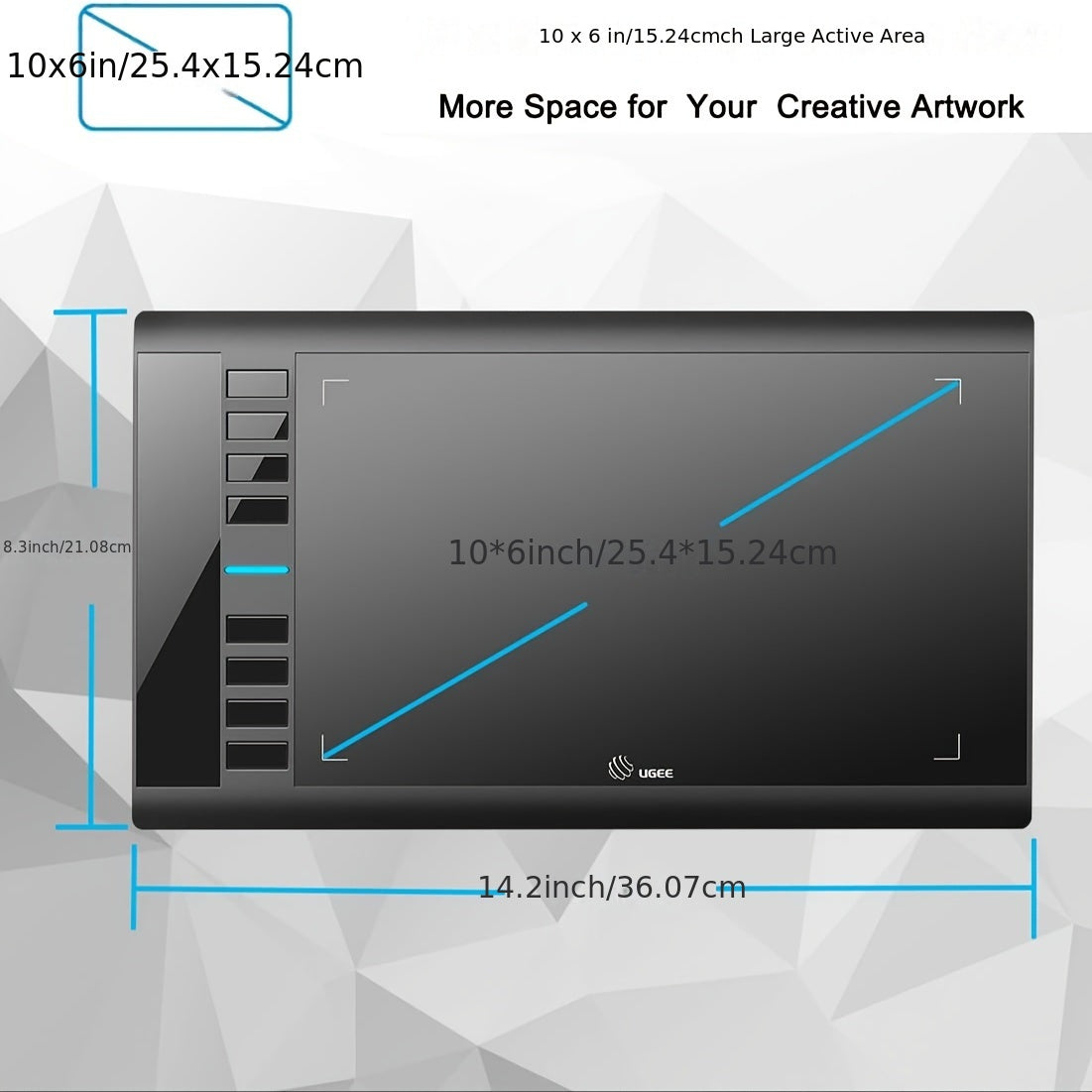 Graphics Drawing Tablets, UGEE M708 10 X 6 Inch Large Active Area Drawing Tablet With 8 Hot Keys 8192 Levels Pen Graphic Tablets For Computer Digital Art Creation Sketch For Windows Mac Os And Linux