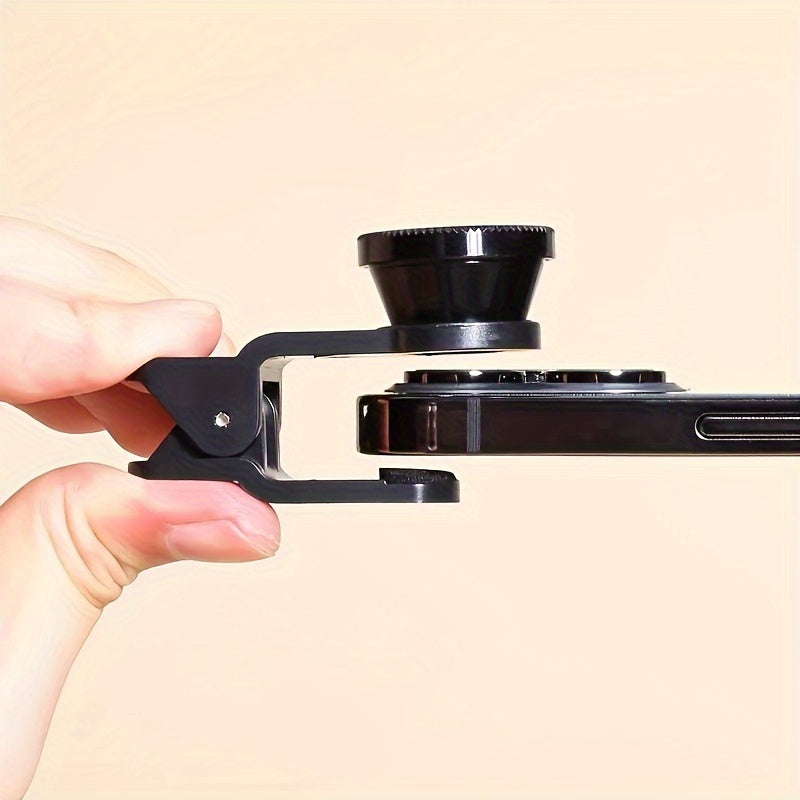 3-in-1 Phone Lens Kit - Aluminum Alloy Clip-On Fisheye, Macro, and Wide Angle Set