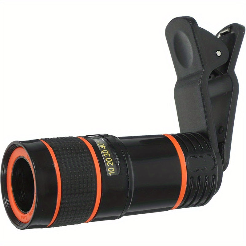 Clip-On 8x Zoom Telephoto Lens for All Smartphone Cameras - High-Definition Glass Monocular Accessory