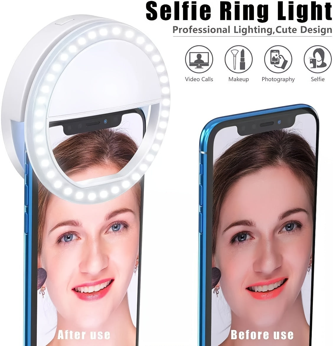 AAA Battery Mobile Phone Accessories Portable LED Ring Mini Fill Light Selfie Flash Ring Light For Phone Live Streaming Video Make Face Beauty