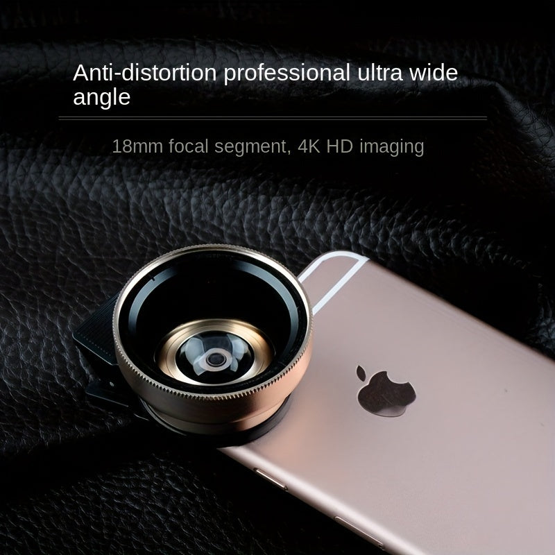 Universal Clip-on High-definition Wide-angle Lens For Smartphones, With A 0.45x Ultra-wide-angle Lens And Macro Lens, Compatible With All Smartphones. Can Be Used As An External Camera For DSLR.