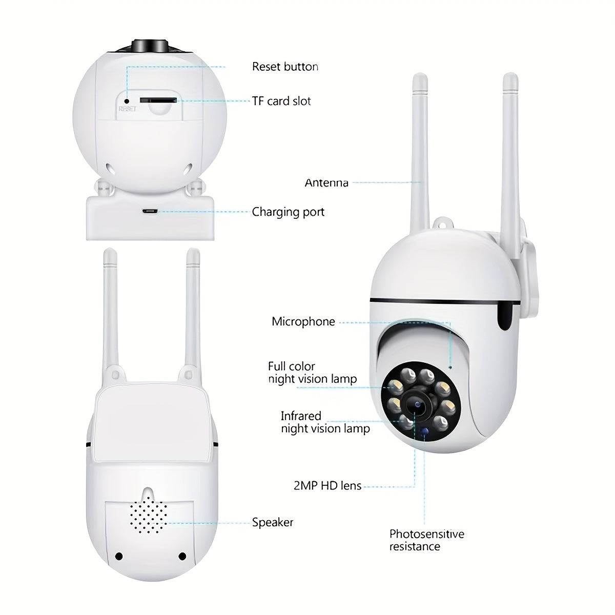 Full Color Night Vision Wireless 1080p HD Indoor/Outdoor Camera 2 Way Audio