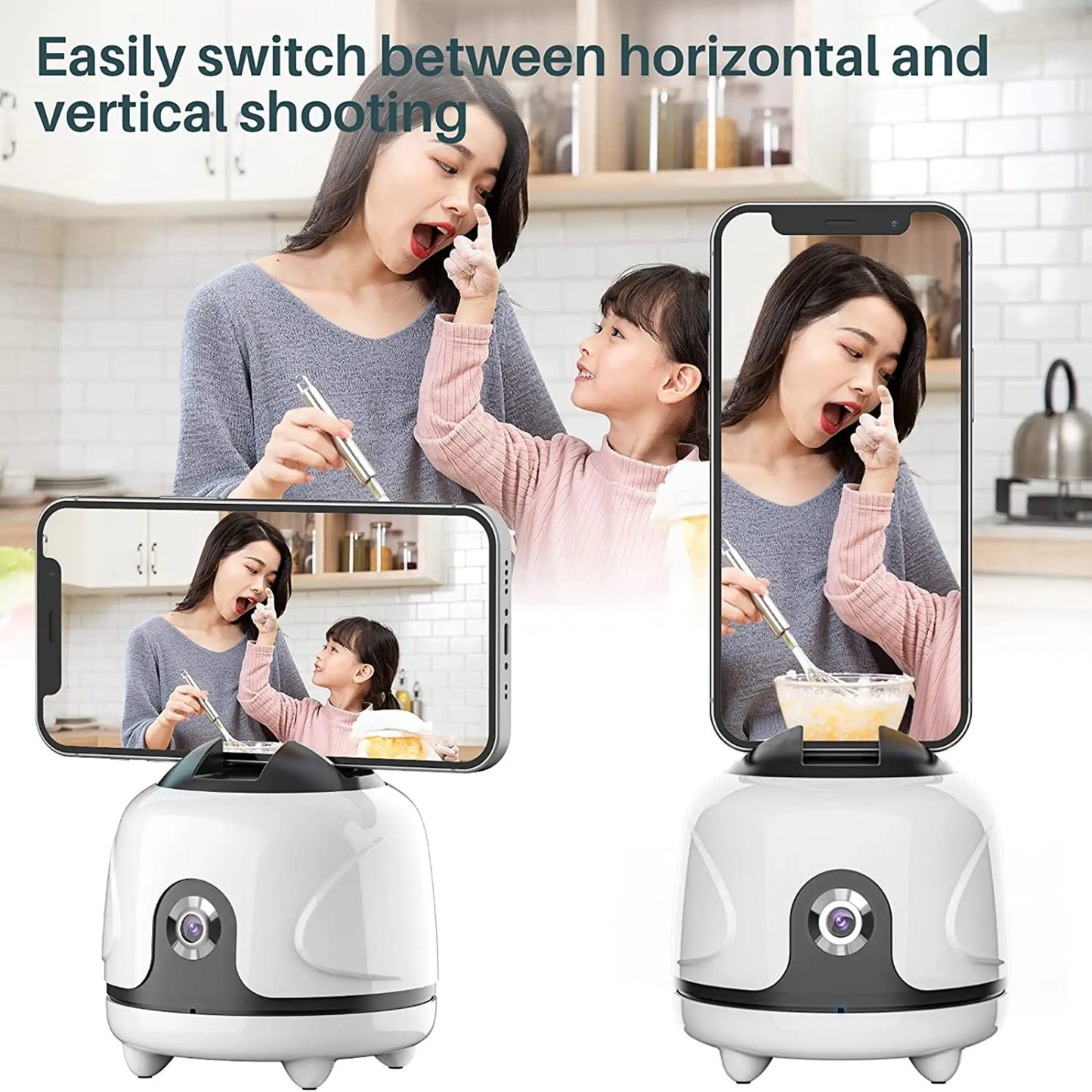 360° Auto-Rotating Face Tracking Tripod, USB Rechargeable Smart Phone Gimbal
