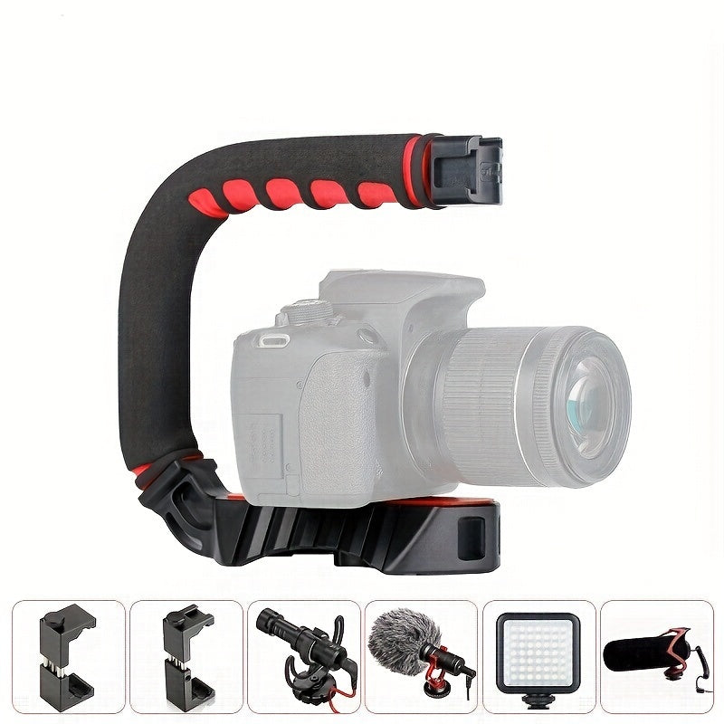 Handheld balanced anti shaking U-shaped stabilizer Micro SLR camera Mobile universal pan tilt handle Photography handle bracket 3 boot mouth expansion multifunctional portable stabilizer bracket