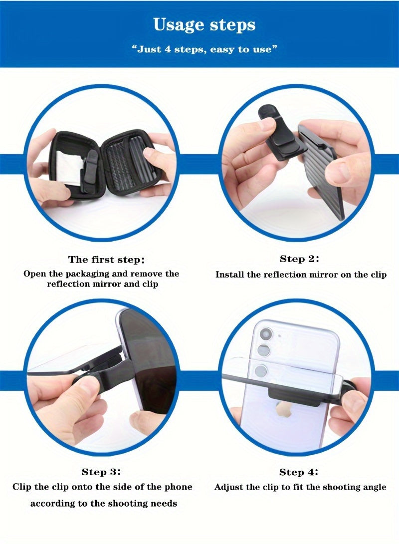 Sky Mirror Phone Camera Lens Attachment - Universal Clip-On Reflection Accessory for iPhone & Smartphones - Durable Plastic - For Travel & Selfie Lovers - Perfect Gift for Photographers & Social Media Enthusiasts