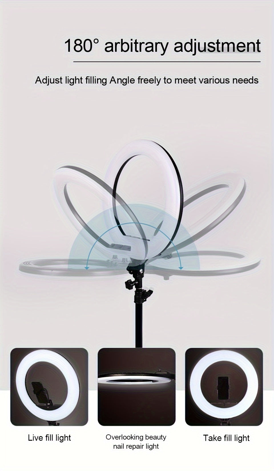 10.24" USB Powered LED Ring Light with Tripod Stand