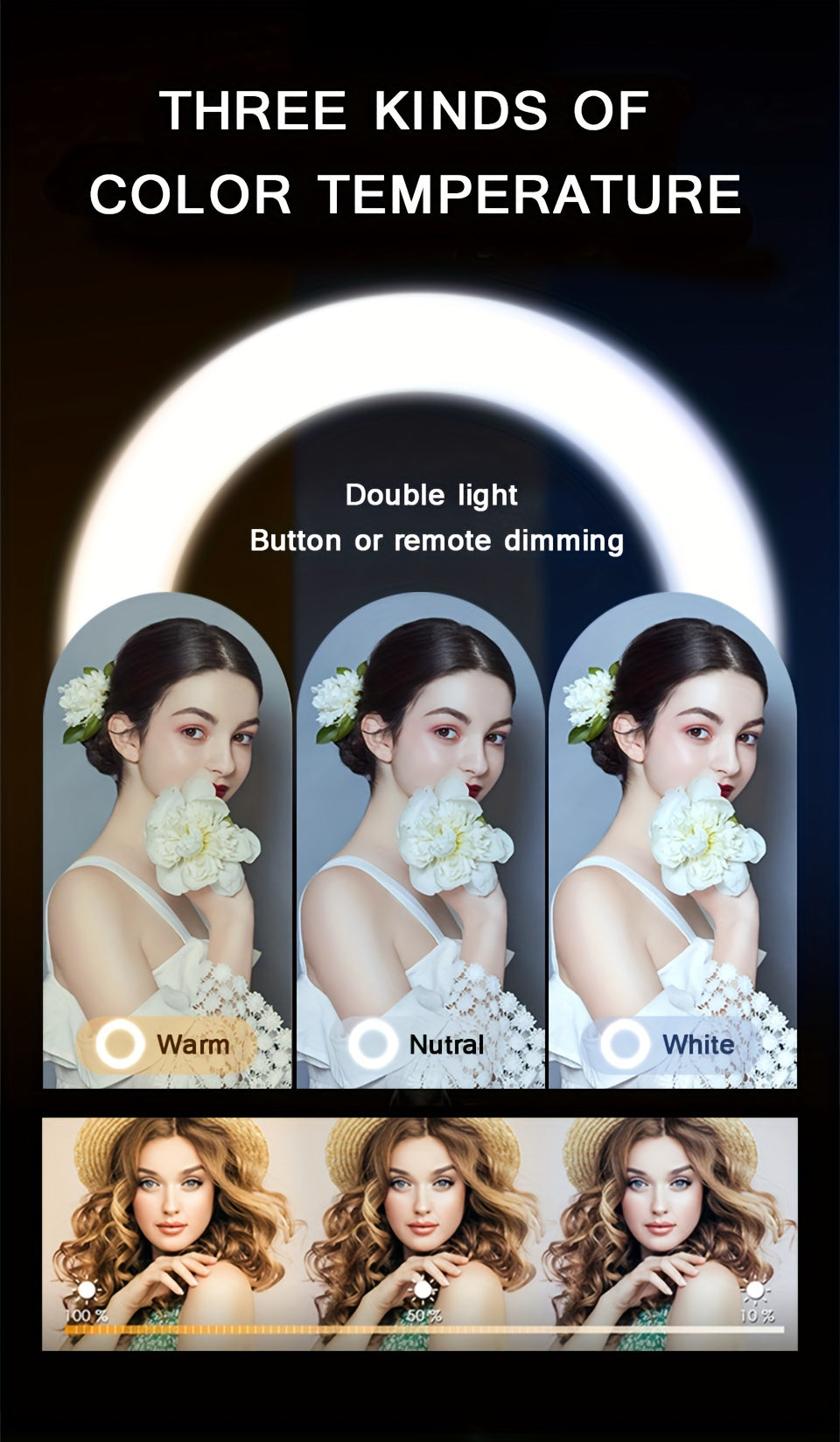 10.24" USB Powered LED Ring Light with Tripod Stand