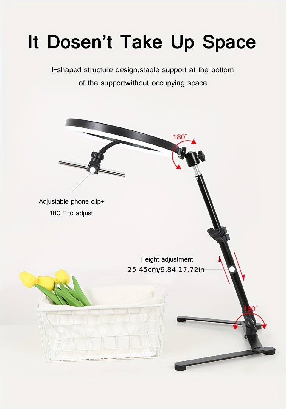 10.24" USB Powered LED Ring Light with Tripod Stand