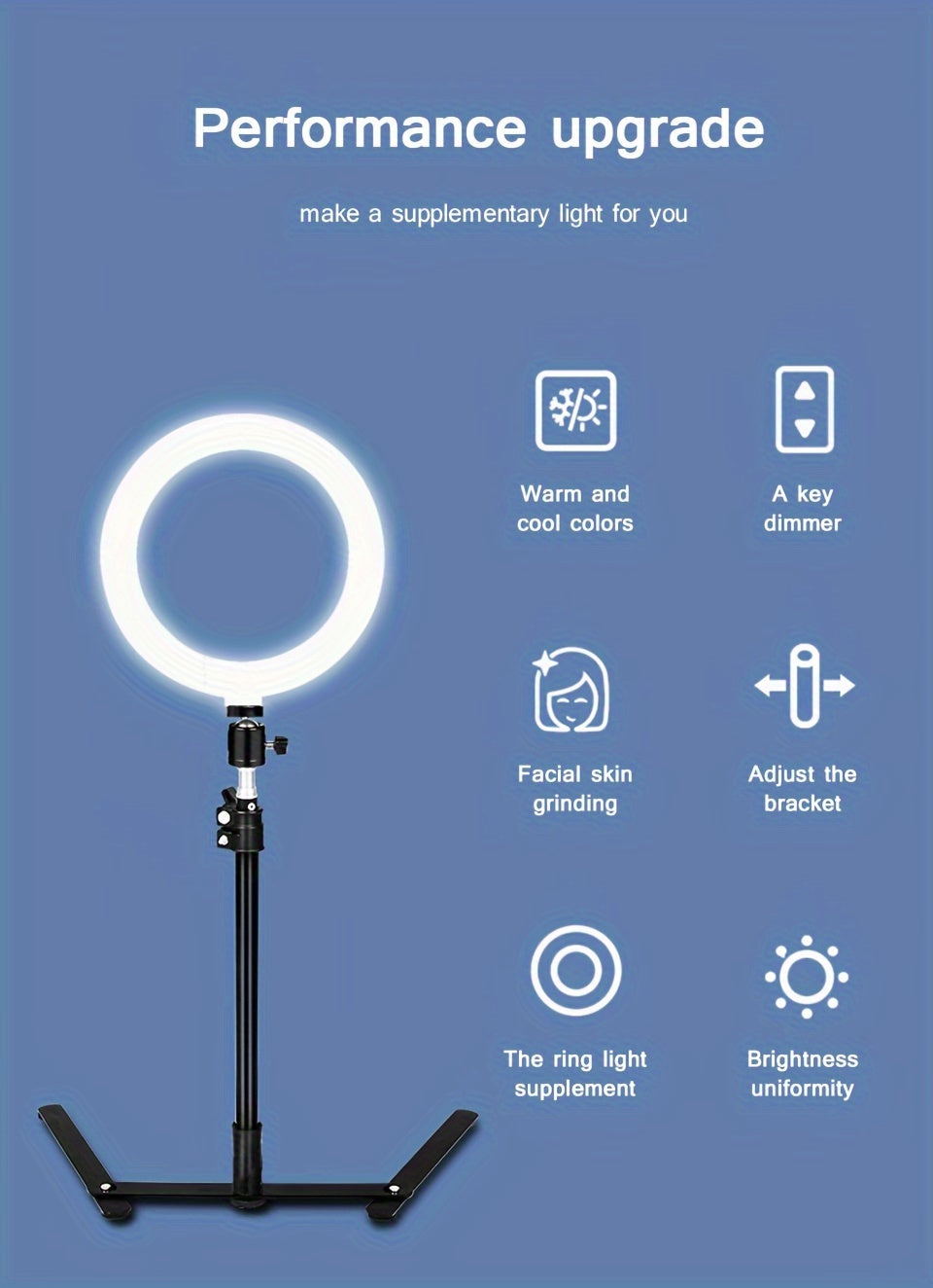 10.24" USB Powered LED Ring Light with Tripod Stand