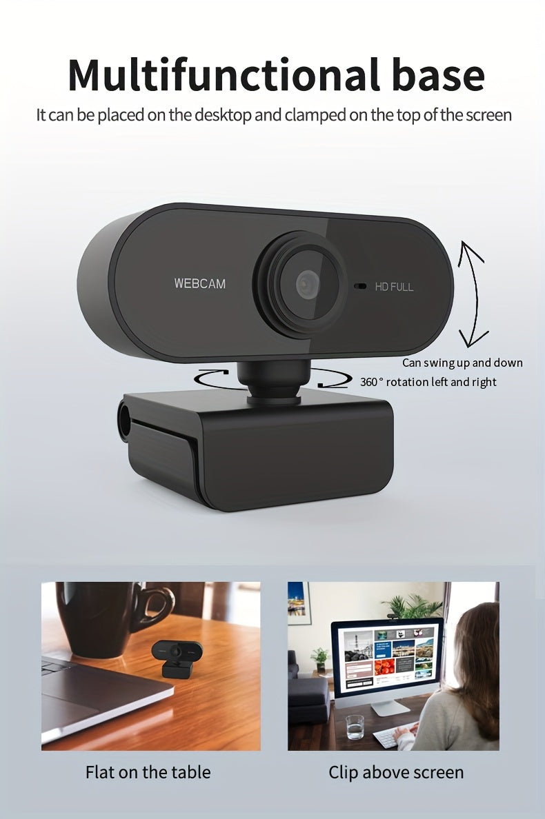 HD 1080P Webcam Mini Computer Webcam With USB Plug Rotatable Camera For PC Mac Laptop Live Video Teleconferencing Work