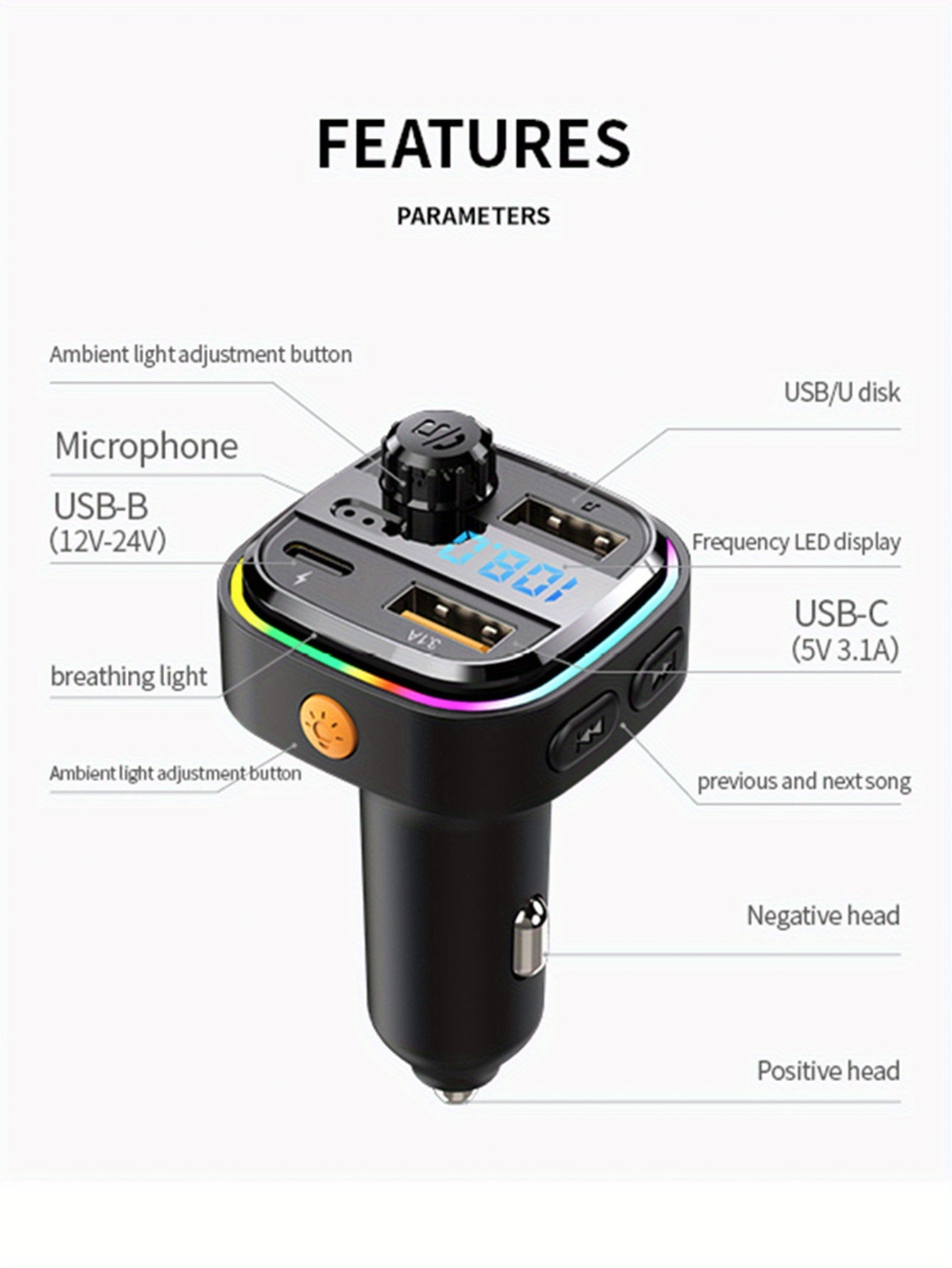 BT Car MP3 Player Charger - Multifunctional Car Fast Charging Charger - For All Vehicles - Suitable for Music Lovers & Drivers - Perfect Gift for Car Enthusiasts