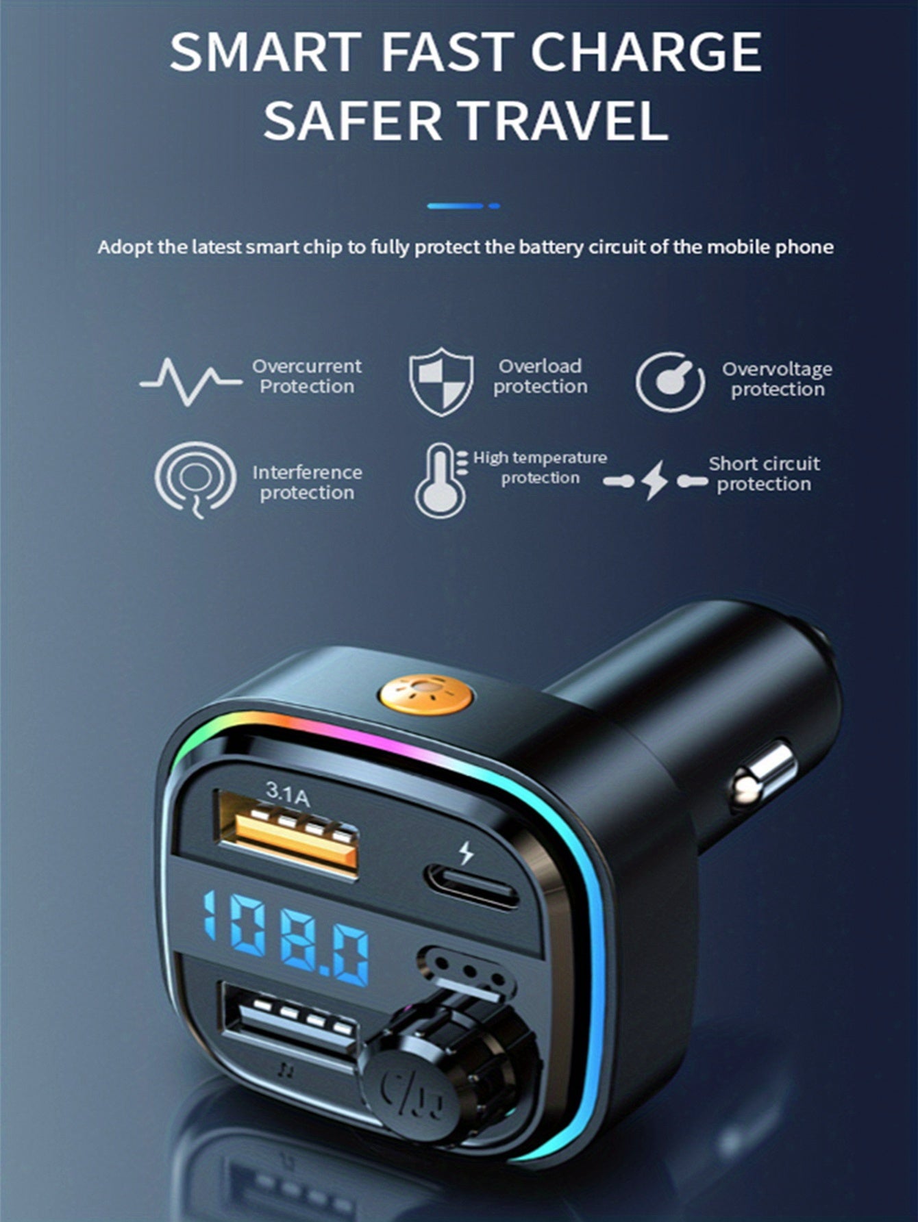 BT Car MP3 Player Charger - Multifunctional Car Fast Charging Charger - For All Vehicles - Suitable for Music Lovers & Drivers - Perfect Gift for Car Enthusiasts