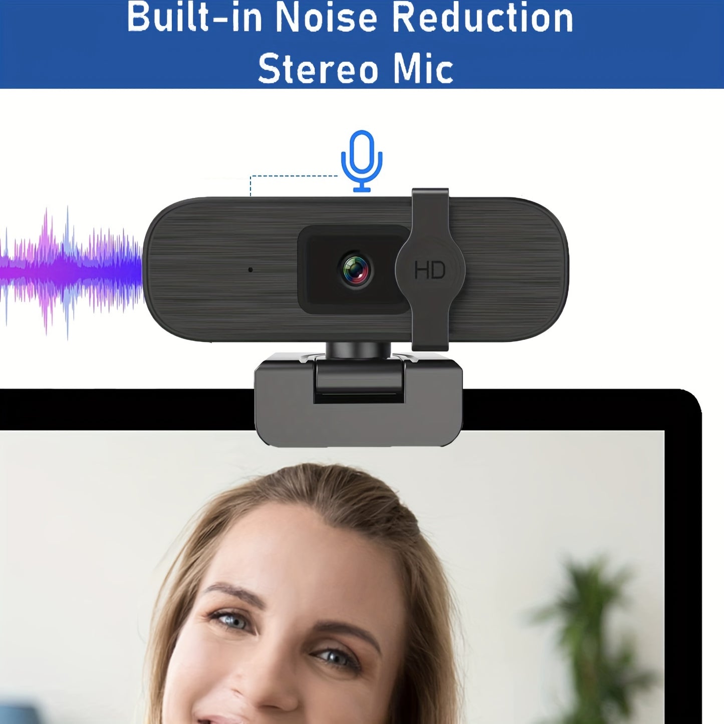 Plug & Play 4K Webcam with Auto-Zoom, Remote Control, Privacy Cover, and Built-in Mic for PC/Laptop - Ideal for Video Calls & Conferencing
