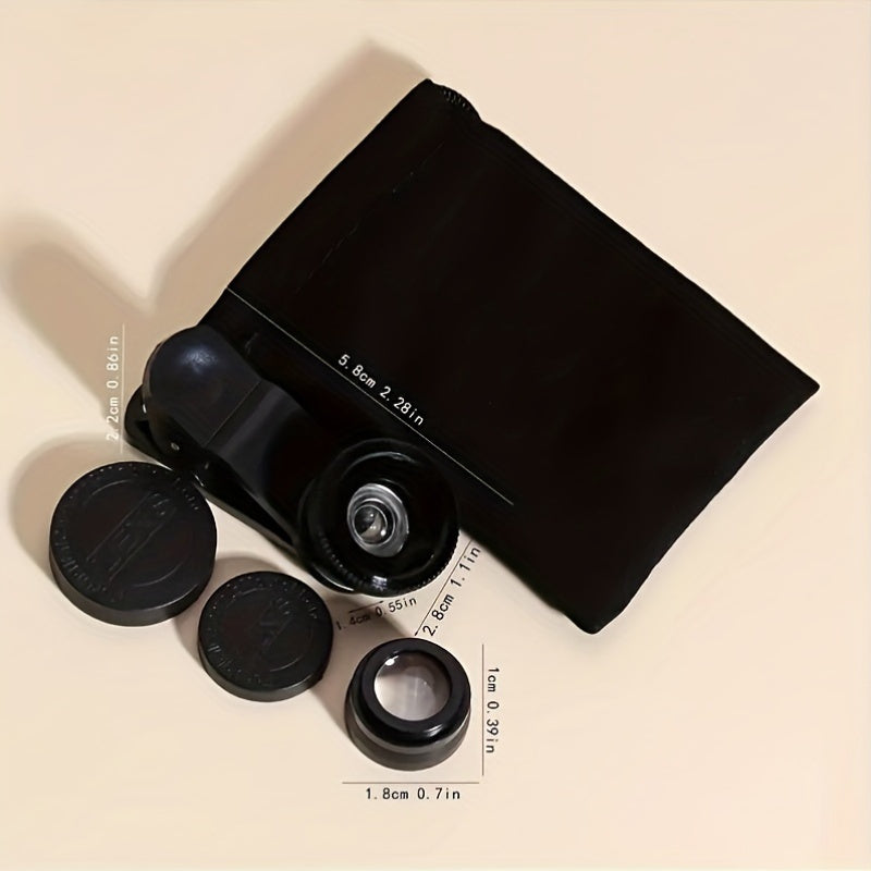 3-in-1 Phone Lens Kit - Aluminum Alloy Clip-On Fisheye, Macro, and Wide Angle Set