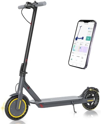 Electric Scooter - 350W Motor, 8.5" Solid Tires, Up to 19 MPH and 20/23 Miles Long-Range Portable Folding Commuting Scooter for Adults with Double Braking System and App