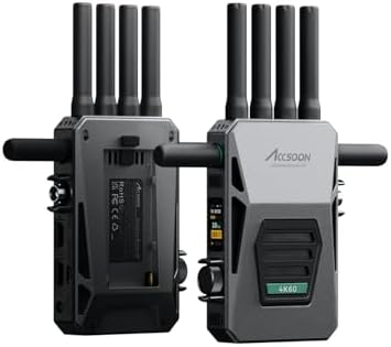 ACCSOON CineView Master 4k Wireless Video Transmission System Transmitter&Receiver 2.4 5Ghz 6GHz Tri-Band Transmission 604k Resolution 25 ms Latency 8202ft Range 1 Wired 4 Wireless Connections