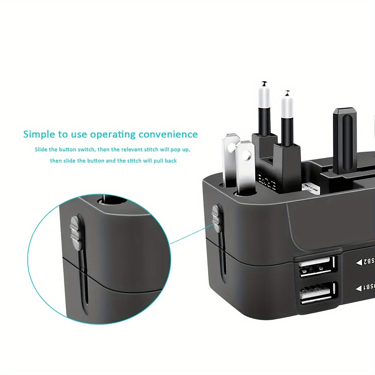 Universal Travel Plug Adapter 2 USB Ports, Dual USB