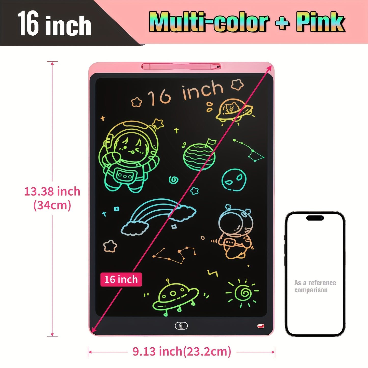Youngsters' Erasable Drawing Board with Eye Protection - Reusable, No-Glare Color Doodle