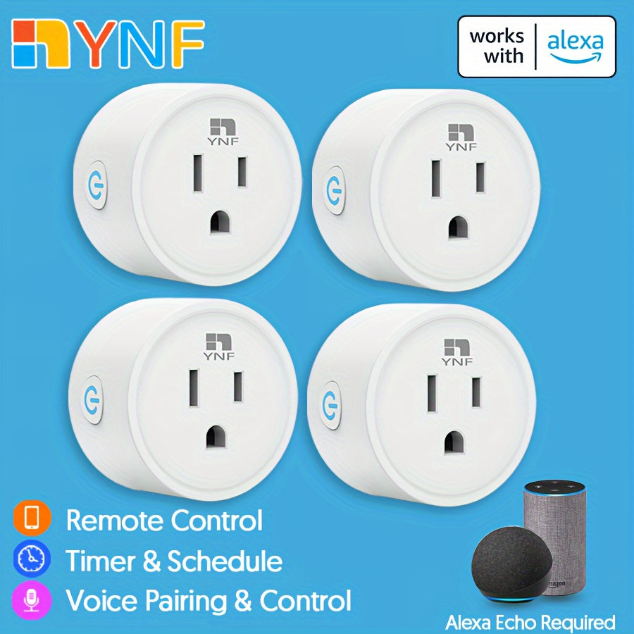YNF Smart Plug Compatible With Alexa, Easy Setup With Voice Commands, Voice And Remote Control, Timer & Scheduling, Group Control, Stable Connection, Requires Alexa Echo
