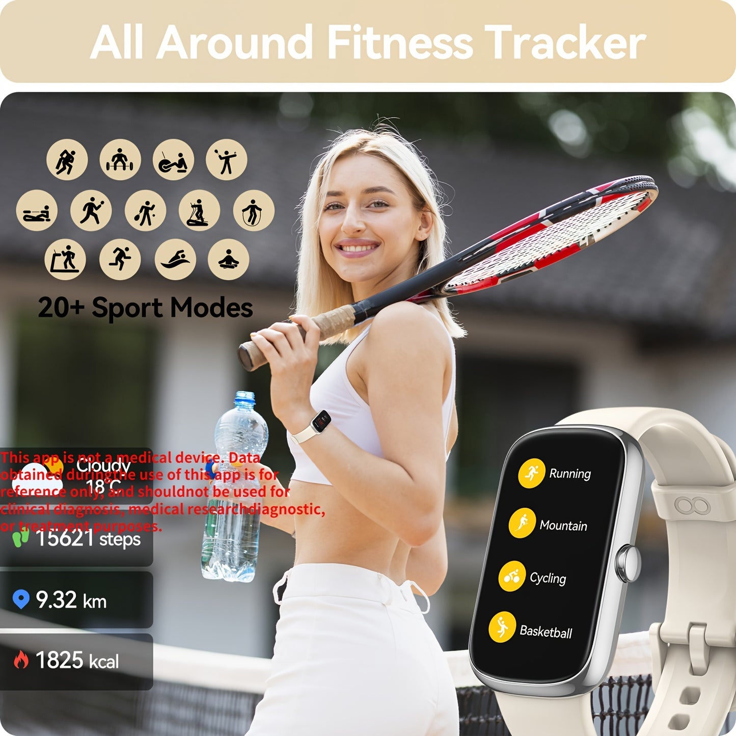 Smart Watch For Men Women, 1.47" Fitness Tracker Running Watch (Answer/Make Call), IP68 Waterproof, Pedometer, Sleep/Step/Activity, 110 Sport Modes Smartwatch For Adroid IOS