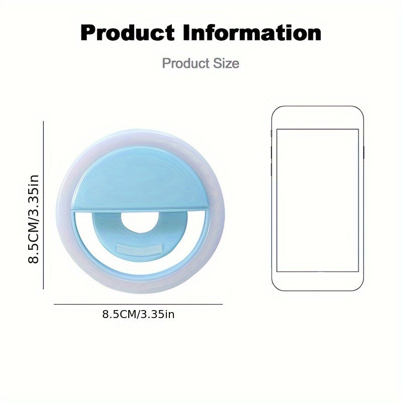 CLEANTRUST Rechargeable LED Ring Light for Selfies and Live Streaming, Portable Circular Flashlight, Dual Power Mode: Battery/USB, Warm White Light, with 40mAh Polymer Lithium Battery, for Smartphones, Cameras, and Makeup