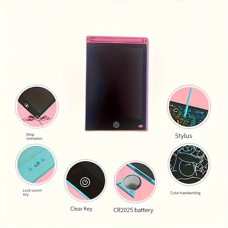 1pc LCD Writing Tablet, 8.5" Colorful Doodle Board, Erasable Drawing Pad for Kids, Educational Toy for Boys