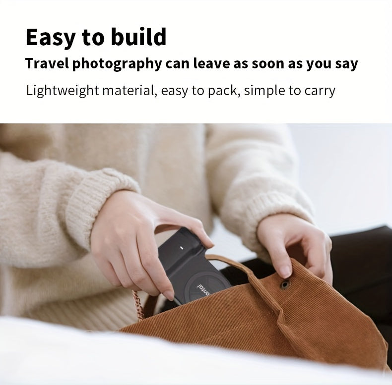 Desiontal Mini Smartphone Handheld Gimbal with Quick Magnetic Mount - Portable Outdoor Photography Selfie Stick Assistant with Detachable Shutter, Remote Shooting Capability, 1/4'' Screw Hole for Tripod Compatibility, Battery-Powered with Button Battery,