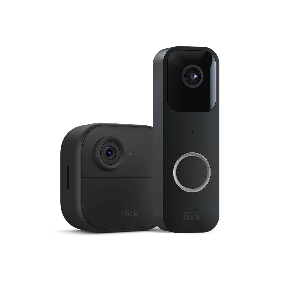 Blink Video Doorbell 3 Outdoor 4 smart security cameras (4th Gen) with Sync Module 2 | Two-year battery life, motion detection, two-way audio, HD video, Works with Alexa