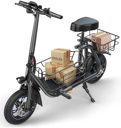 Gyroshoes Electric Scooter with Seat for Adults, 550W Powerful Motor, 20-Mile Range, Speed up to 18.6MPH, Ample Storage for Pets & Cargo, Electrically-Powered Motor Scooters