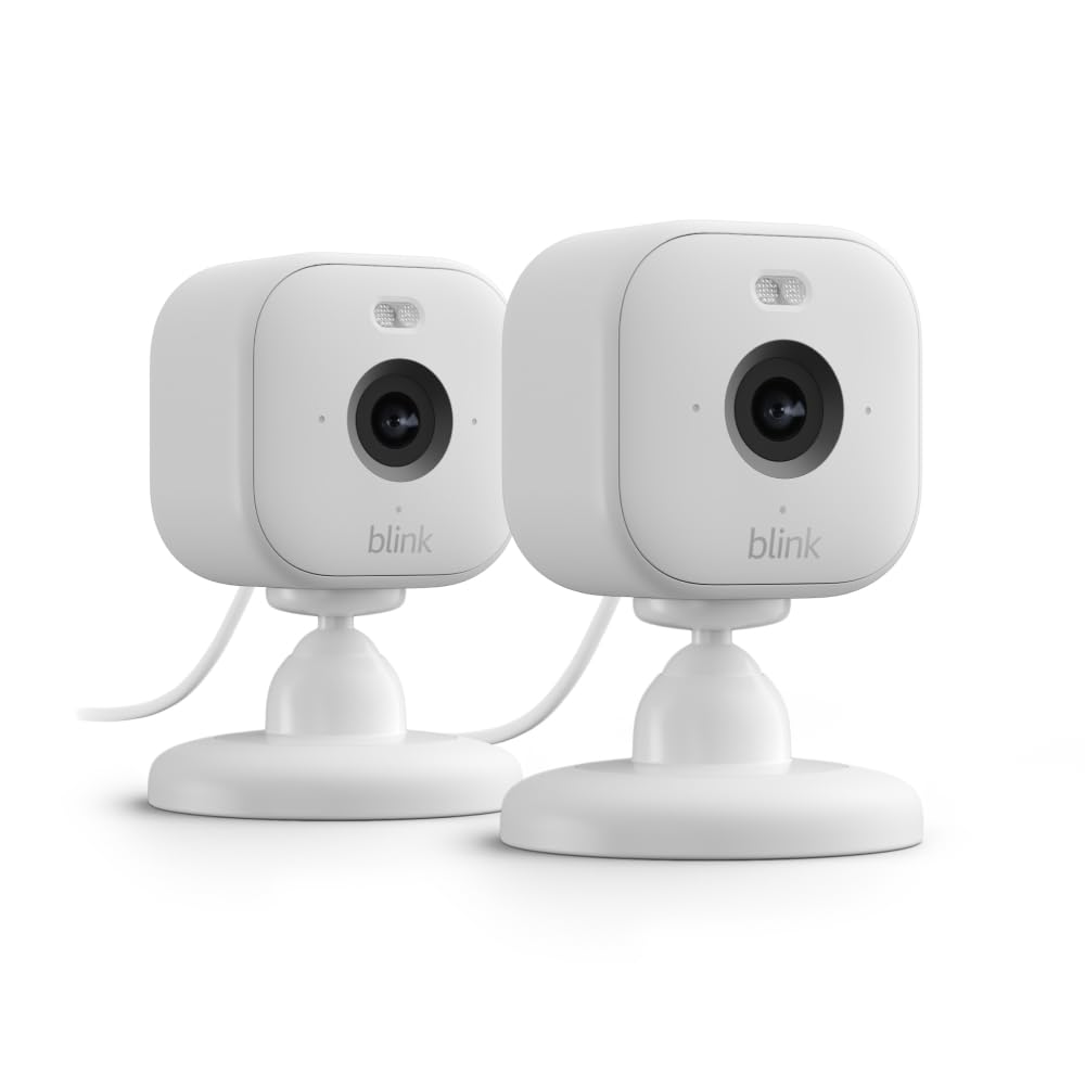 Blink Mini 2 (newest model), Plug-in smart security camera, HD night view in color, built-in spotlight, two-way audio, motion detection, Works with Alexa (White)
