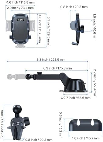 2025 Ultimate Car Phone Mount【80 LBS Strongest Suction & Military-Grade】【Patent & Safety Certs】 Cell Phone Holder Truck Stand for Dashboard Windshield Vent for iPhone 16 Pro Max 15 14 Samsung, Black