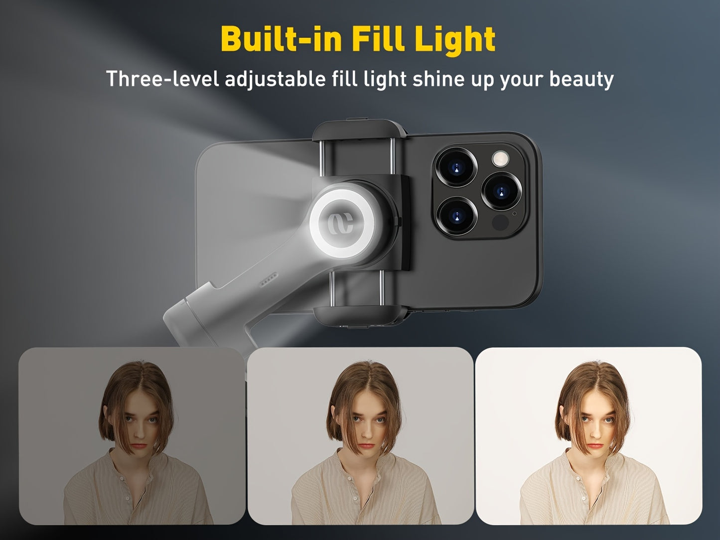 AOCHUAN Smart X Smartphone Gimbal Stabilizer For IPhone 15/14/13 Pro Max - Built-in LED Light, 3-Axis Foldable - For Video Recording & Vlogging - Perfect Gift for Content Creators & YouTubers