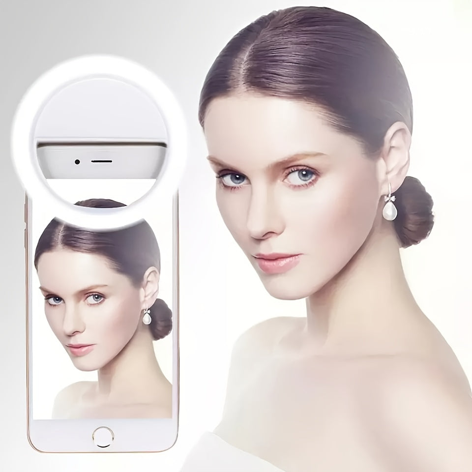 AAA Battery Mobile Phone Accessories Portable LED Ring Mini Fill Light Selfie Flash Ring Light For Phone Live Streaming Video Make Face Beauty