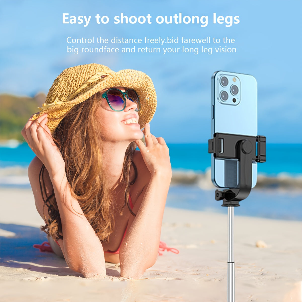 Mobile selfie stick, portable mini universal mobile phone holder, handheld anti shake stable, dedicated vlog tool for live streaming shooting, 360 degree rotating wireless photography tripod