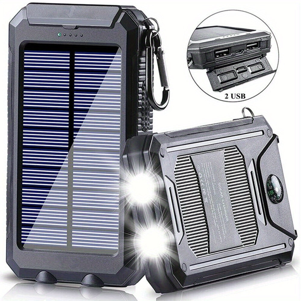 30000mAh Solar Charger Power Bank - Portable Solar Phone Battery Panel Charger, QC3.0 Dual USB Port Battery Pack Charger Portable for All Cell Phones