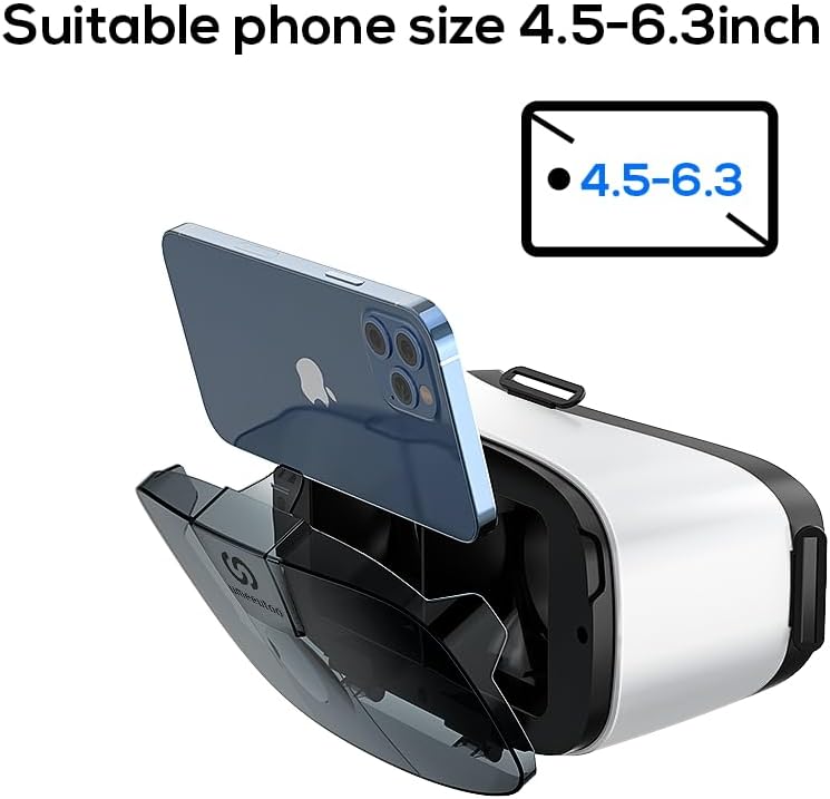 VR Headset for Phone, Compatible with iPhone Samsung and Android 3D Virtual Reality for Kids and Adults VR Goggles for Smartphone /4.5-6.3in Eyes Protected Anti-Blue HD Lenses