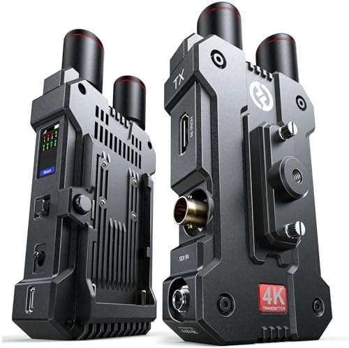 Hollyland Mars 4K Wireless Transmitter Receiver 5G SDI HDMI Video Transmission System, 4Kp30/1080p60, Support 23.98/29.97/59.94 FPS SDI Out, 450FT Los Range 66ms Latency, 4 App Monitoring (1TX 1RX)