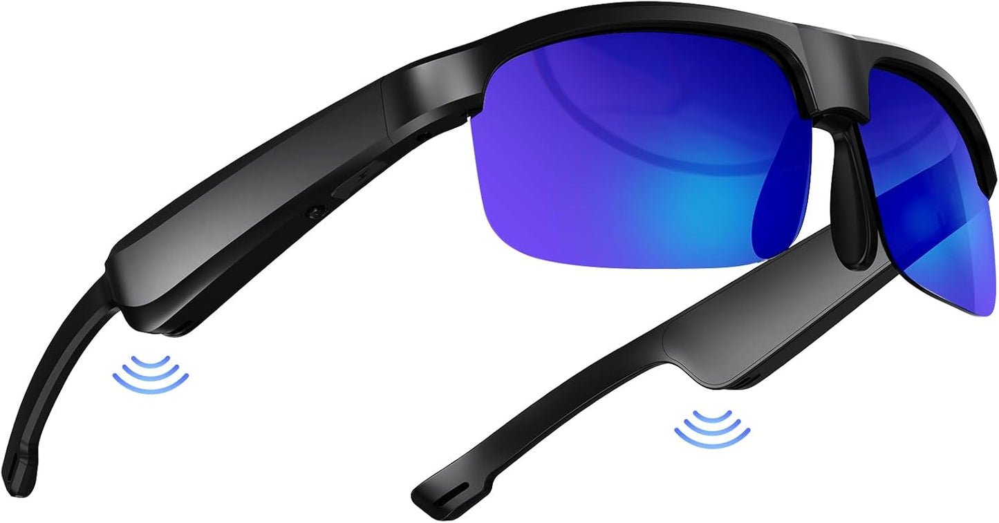 Smart Glasses, Polarized Bluetooth Sunglasses with Speaker, Voice Assistant, Open Ear, UV Protection Outdoor Audio Glass