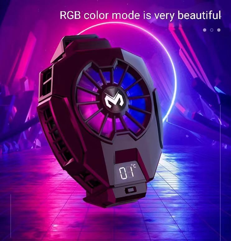 Phone Cooler for Tiktok Live Streaming, Mobile Gaming.Fast Cooling Cell Phone Refrigerator with Customized RGB Lighting, LED Temperature Display