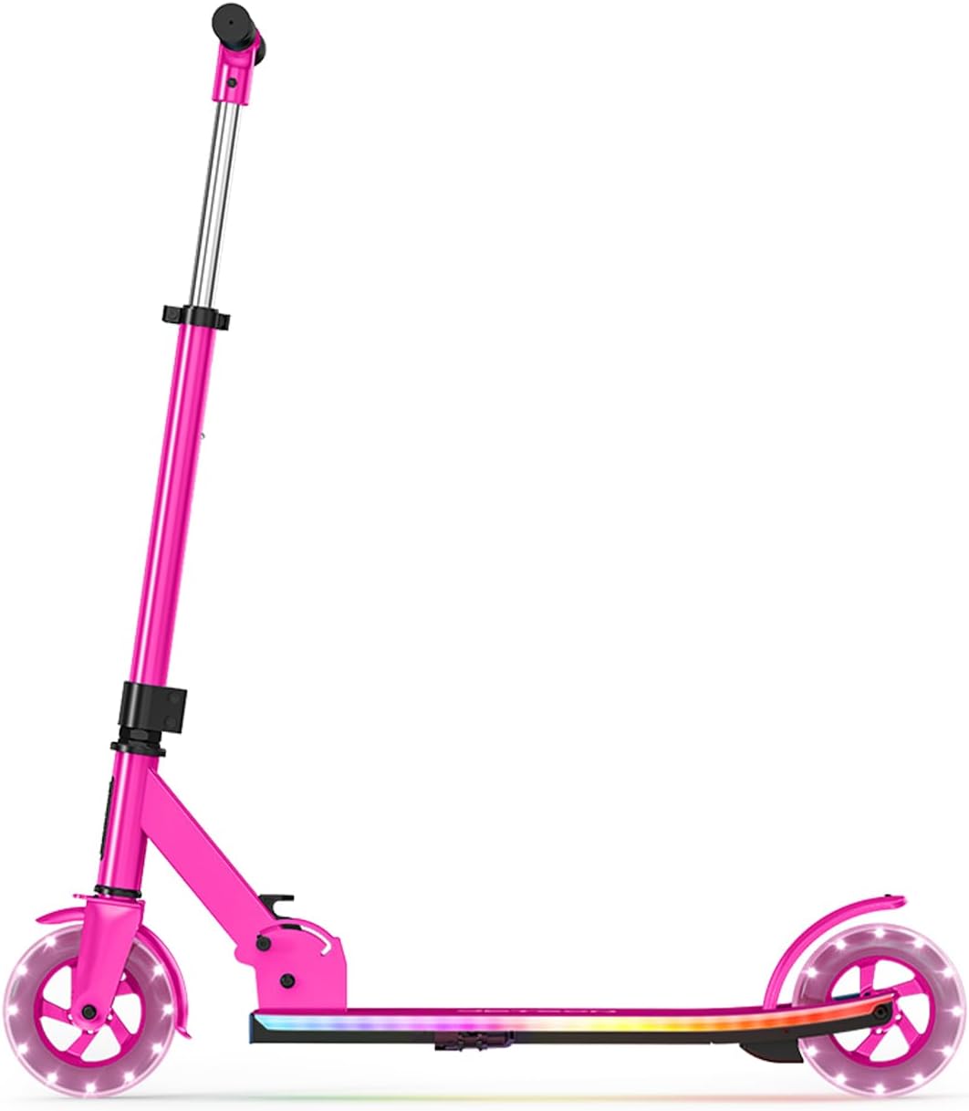 Jetson 2-Wheel Light-Up Kick Scooter, Light Up Deck and Wheels, Height Adjustable Handlebar, Rear Brake, Easy-Folding Mechanism, 4 or 6 inch wheels