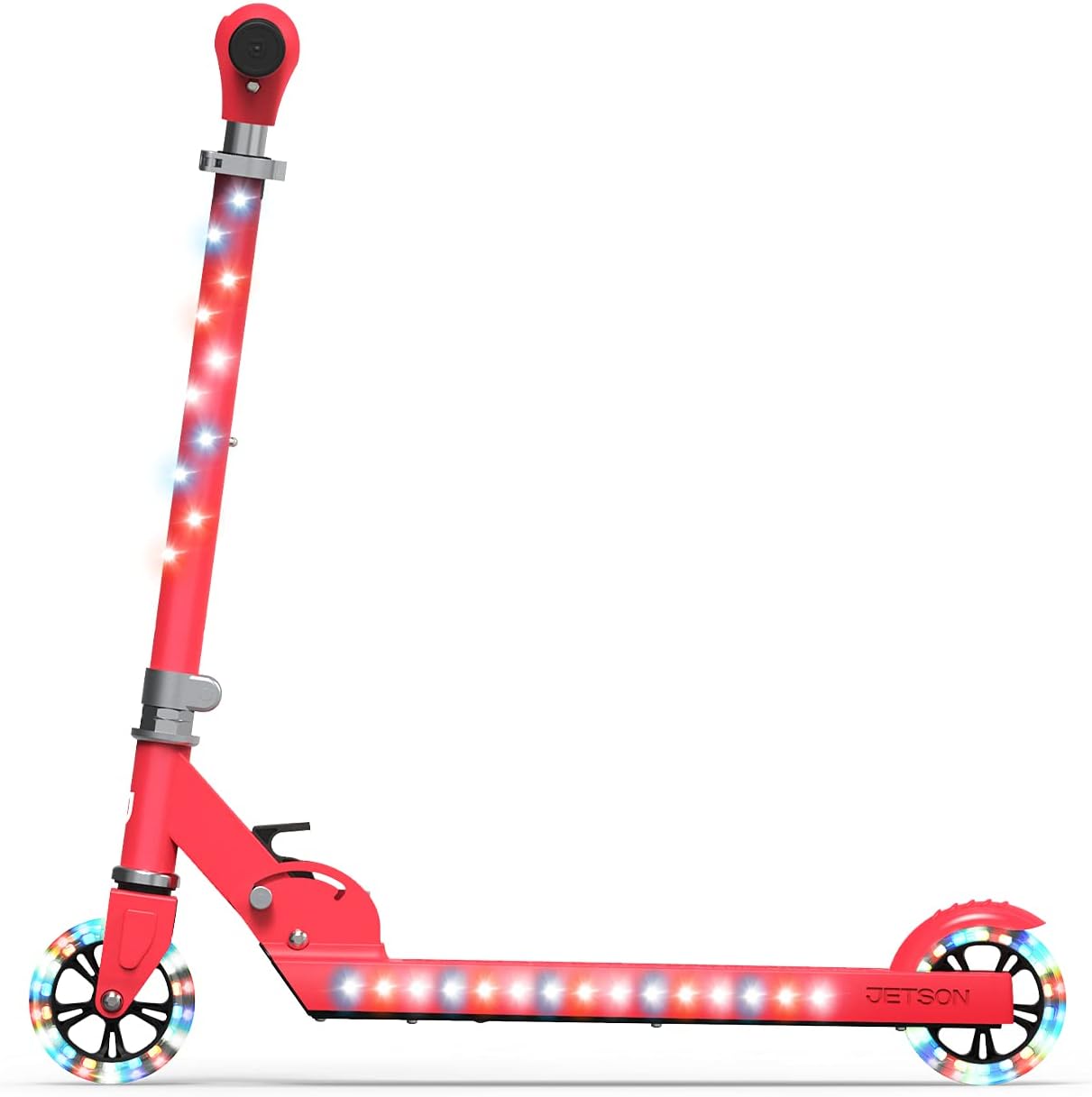 Jetson 2-Wheel Light-Up Kick Scooter, Light Up Deck and Wheels, Height Adjustable Handlebar, Rear Brake, Easy-Folding Mechanism, 4 or 6 inch wheels