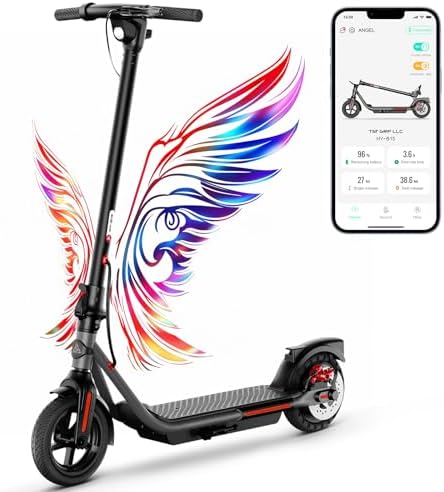 TST Electric Scooter for Adults, Up to 19 MPH and 20/30 Miles Long-Range, 500W Peak Motor Foldable E Scooter, 10" Solid Rear Tire and Pneumatic Front Tire, Dual Braking System and App Control
