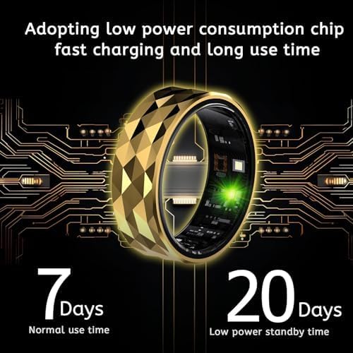 Smart Ring,Fitness Tracker Ring for Men/Women,Monitoring of Pedometer,Heart Rate,Blood Oxygen,Sleep Tracker,No App Subscription,Compatible with Android and iOS (Black,9#)