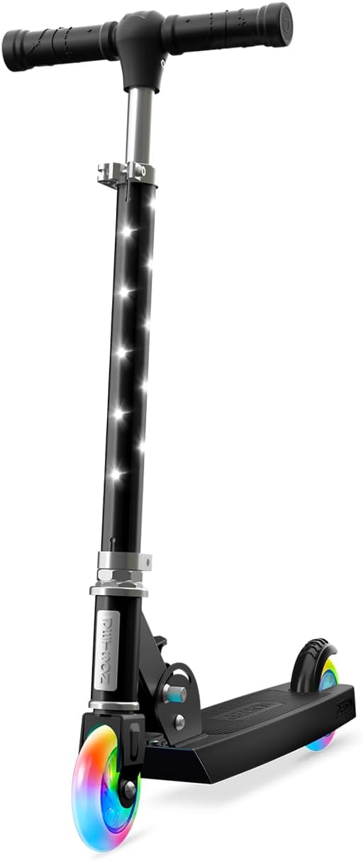 Jetson 2-Wheel Light-Up Kick Scooter, Light Up Deck and Wheels, Height Adjustable Handlebar, Rear Brake, Easy-Folding Mechanism, 4 or 6 inch wheels
