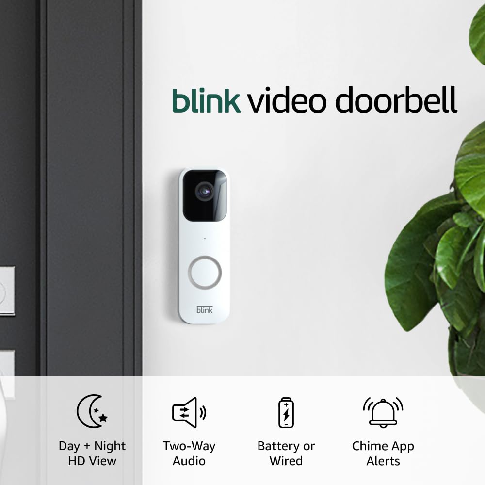 Blink Video Doorbell 3 Outdoor 4 smart security cameras (4th Gen) with Sync Module 2 | Two-year battery life, motion detection, two-way audio, HD video, Works with Alexa