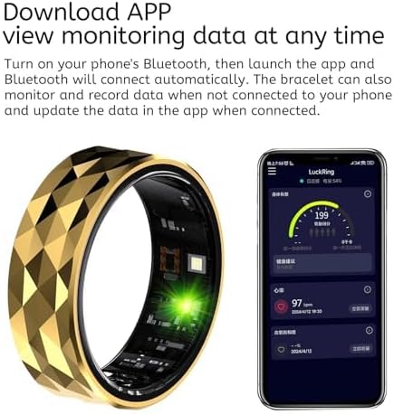 Smart Ring,Fitness Tracker Ring for Men/Women,Monitoring of Pedometer,Heart Rate,Blood Oxygen,Sleep Tracker,No App Subscription,Compatible with Android and iOS (Black,9#)