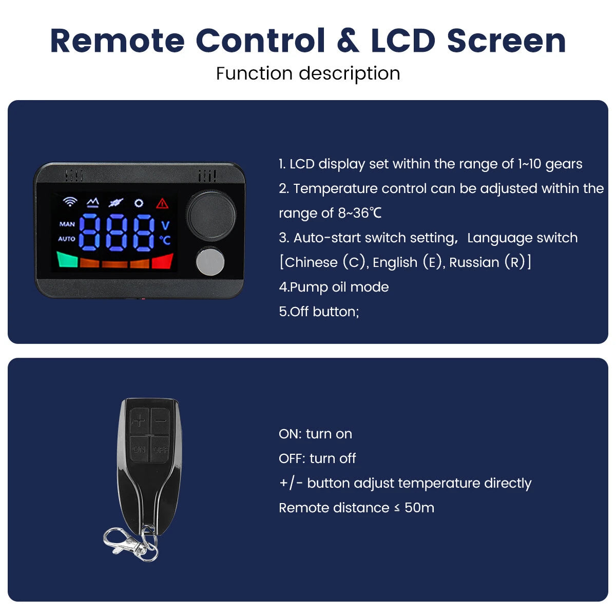 HCalory 5-8KW 12V Car Parking Heater Diesels Air All in 1 LCD Thermostat for Car Truck SUV Bus RV Boats