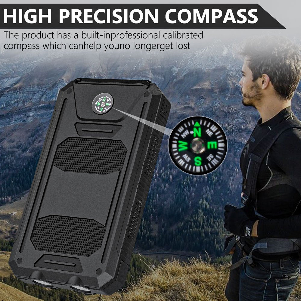 30000mAh Solar Charger Power Bank - Portable Solar Phone Battery Panel Charger, QC3.0 Dual USB Port Battery Pack Charger Portable for All Cell Phones