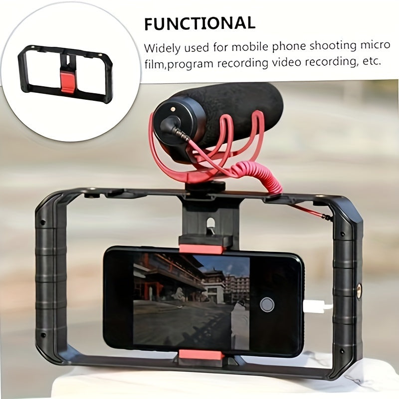 Professional Smartphone Stabilizer Gimbal - Handheld & Tripod Mount, Smooth Video Shooting, Portable Black Phone Frame, ABS Material, Non-Waterproof