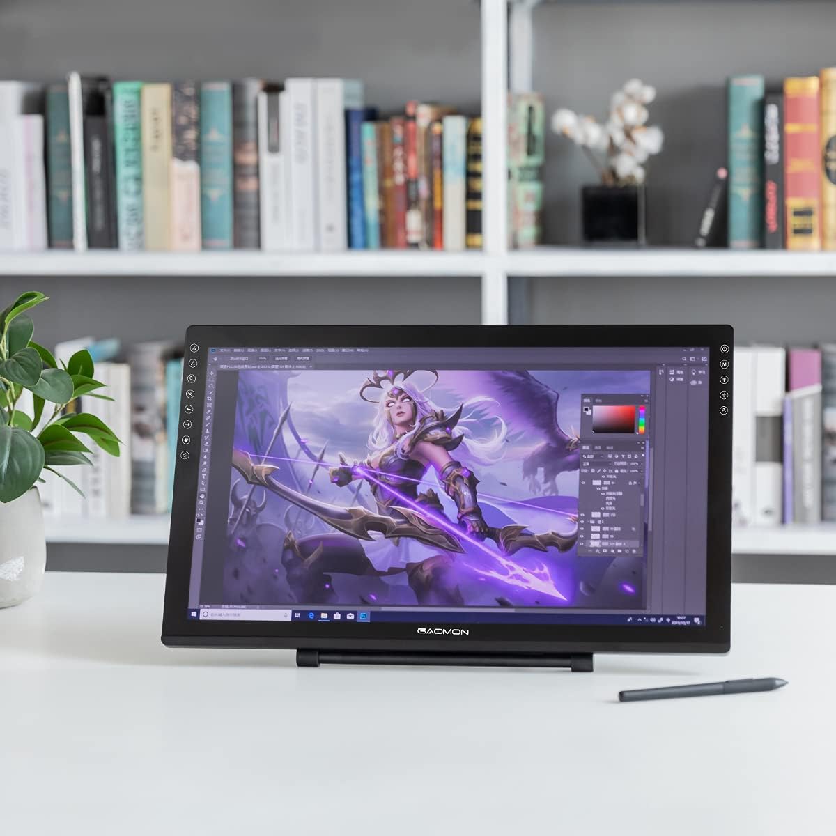 Drawing Tablet with Screen GAOMON PD1561 Drawing Monitor Art Tablet with Adjustable Stand, 10 Shortcut Keys, Tilt Support, Battery-Free Pen, 15.6-inch Graphics Tablet for Mac, Windows PC